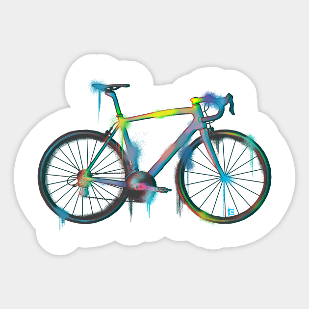 Road Bike Graffiti Cycling Sticker TeePublic